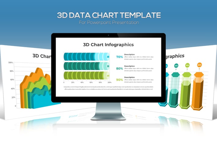 3D Data Chart For Powerpoint Presentation