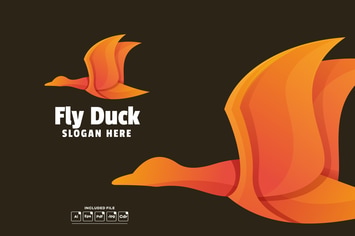 Fly Duck Gradient Logo Template