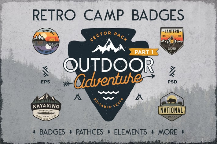 Retro Camp Badges / Outdoor Logos Patches. Part 1
