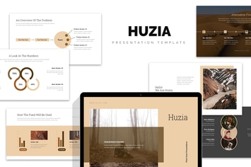 Huzia : Brown Color Tone Pitch Deck Powerpoint