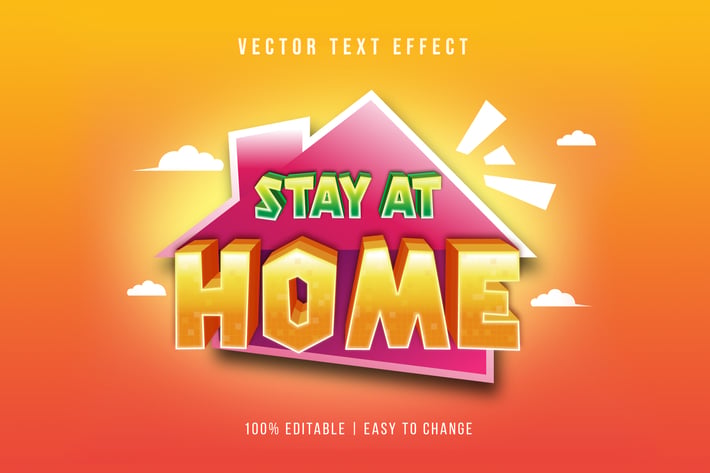 Stay Home - Cartoon Text Effect