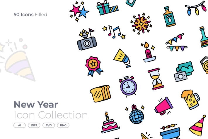New Year Filled Icon