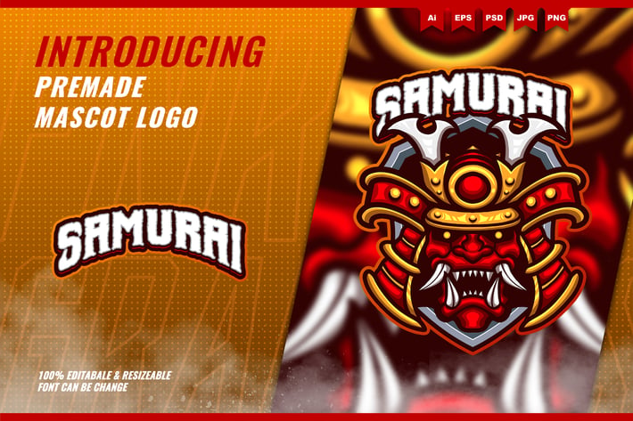 Red Samurai - Mascot Esport Logo Template