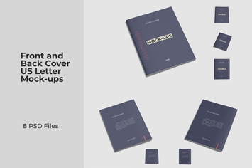 Front and Back Cover US Letter Brochure Mockups