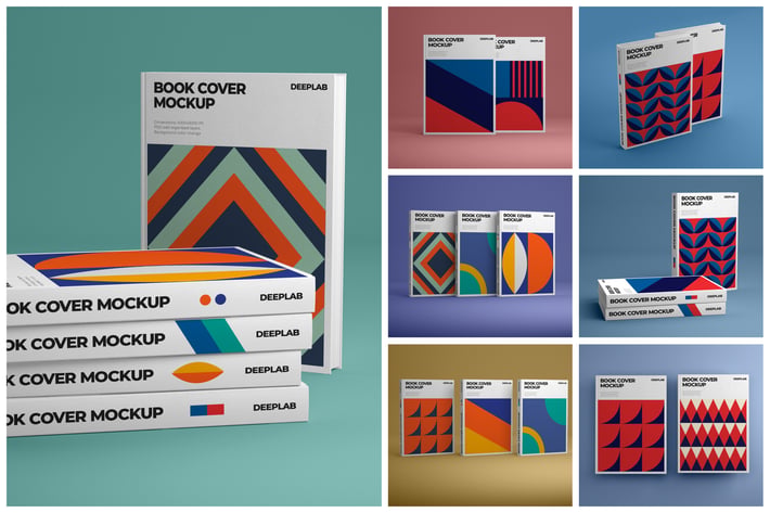 Vertical Book Hardcover Mockup Set