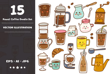 Kawaii Coffee Doodle Set