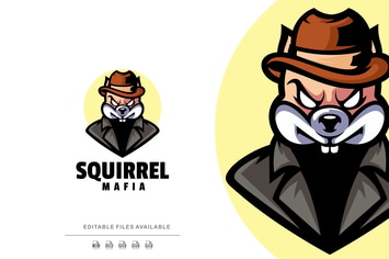 Squirrel Cartoon Character Logo