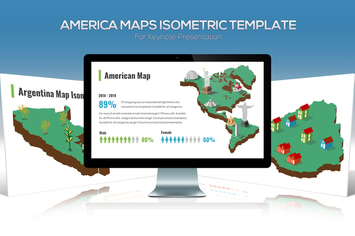 America Maps Isometric & Legends For Keynote