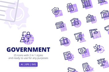 Government Icons (Line and Solid)