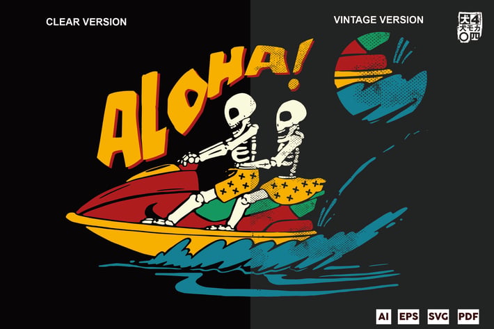 couple skeleton jet ski