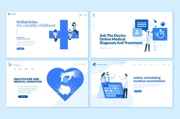 Set of Medical Web Page Design Templates 