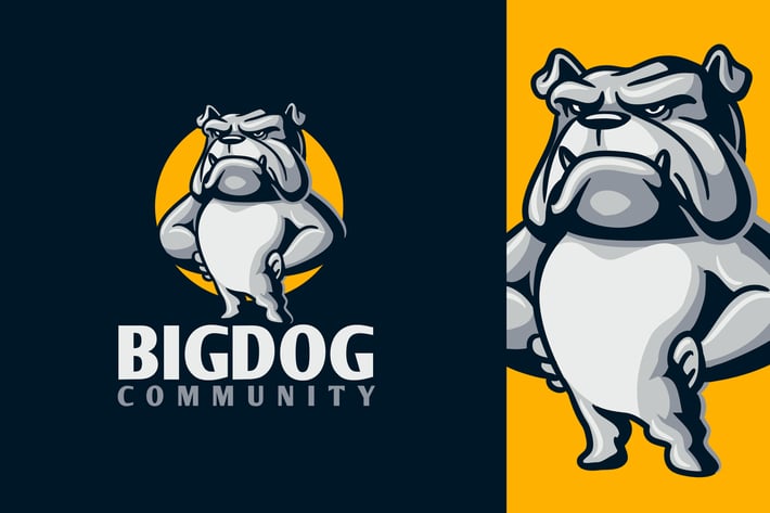 Cartoon Strong Intimidating Bulldog Mascot Logo