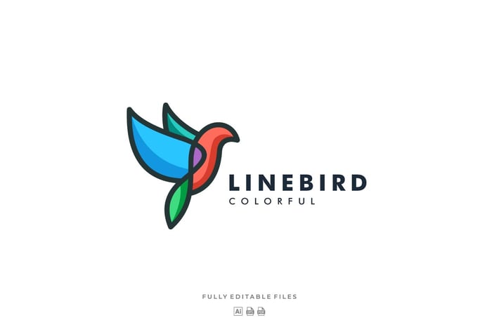 Bird Color Line Art Logo