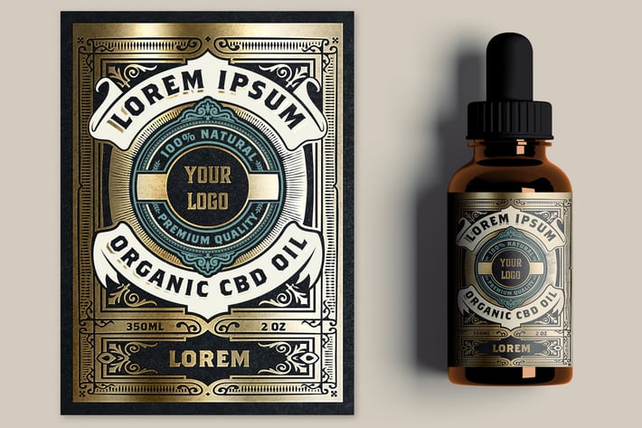 Vintage CBD Oil Label Layout