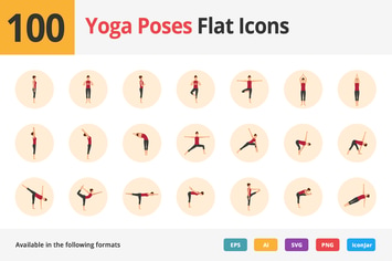 Yoga Poses Flat Icons Vol 1