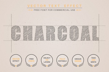 Charcoal - editable text effect,  font style