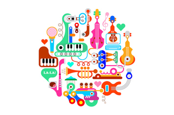 Round Shape Vector Image with Musical Instruments