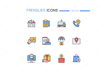 Shopping - modern line design style icons set