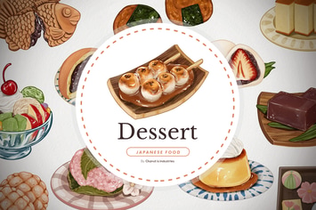 Japanese dessert - handdrawn elements