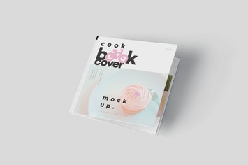 Square Shaped Hardcover Book Cover & Page Mockups