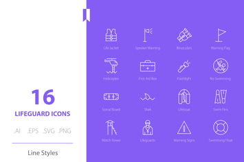 Lifeguard Icon Set Line Styles