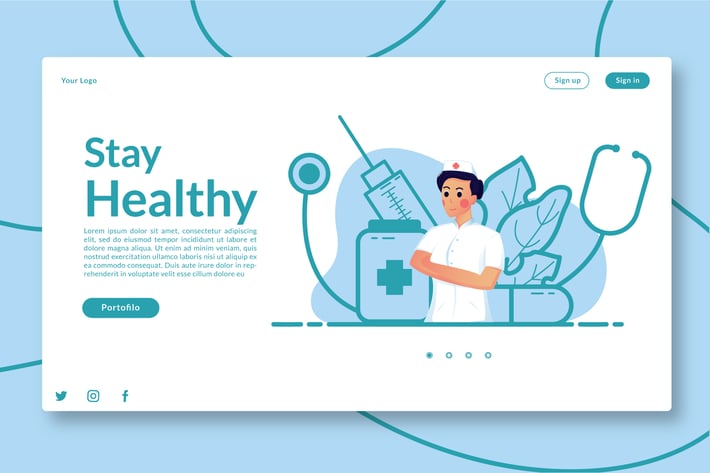 Stay Healthy Set - Web Header & Vector