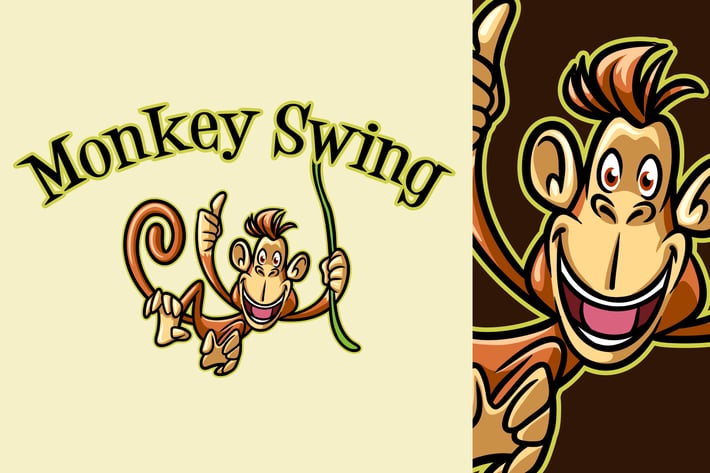 Swinging Monkey Mascot Logo