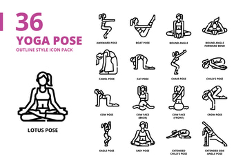 Yoga Pose1 Outline Style Icon Set
