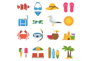 Summer Beach Holidays Icon Set