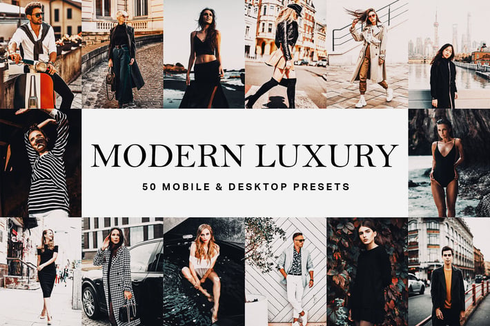 50 Modern  Luxury Lightroom Presets and LUTs