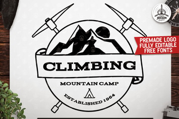Retro Climbing Logo, Vintage Custom Travel Badge  