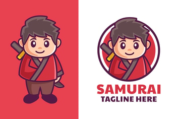 Japanese Samurai Boy Mascot Logo Design
