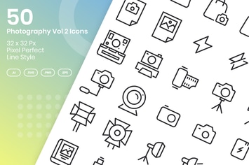 50 Photography Vol 2 Icons Set - Line