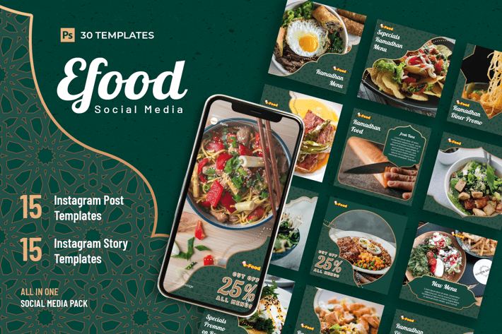 Efood - 30 Instagram Post & Story Template