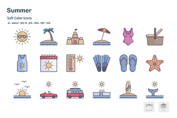 Summer soft color icons