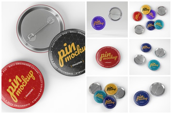 Glossy Pin Button Mockup Set