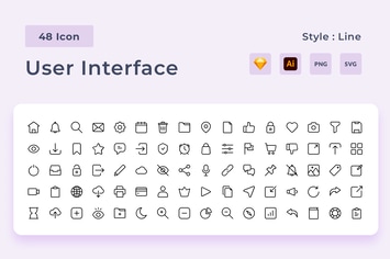 User Interface Line Style Icon Pack