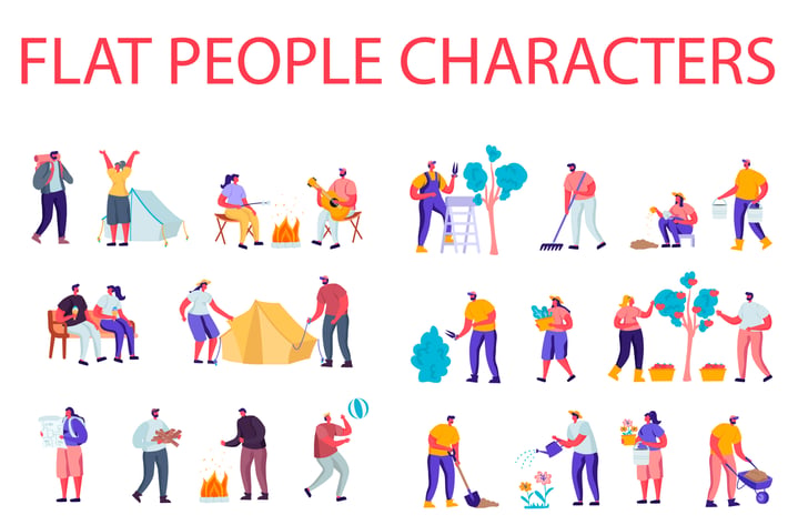 Flat Cartoon People Characters