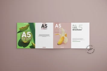 Realistic A5 Flyer Fourfold Mockup