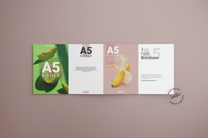 Realistic A5 Flyer Fourfold Mockup