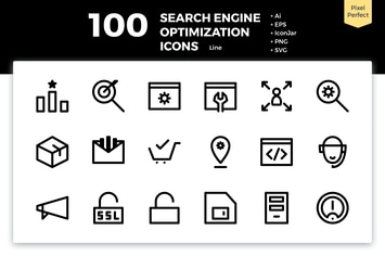 100 Search Engine Optimization Icons (Line)