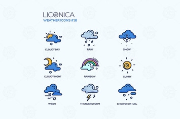 Weather - coloured modern single line icons set