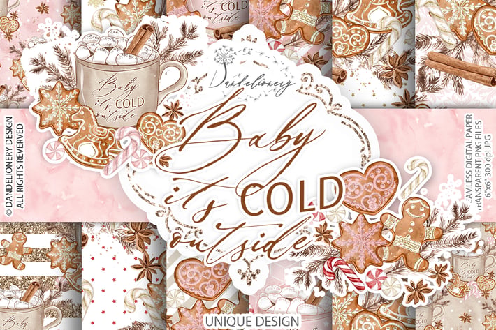 Gingerbread Watercolor Clipart