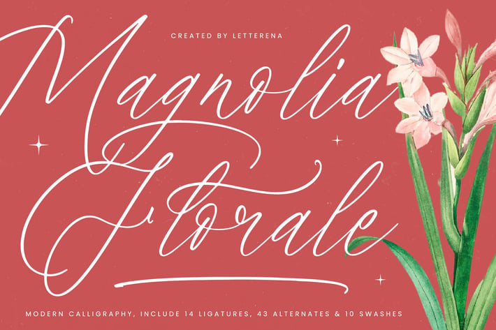 Magnolia Florale Modern Calligraphy