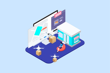 Drones Delivery Isometric Illustration - T2