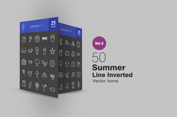 50 Summer Line Inverted Icons