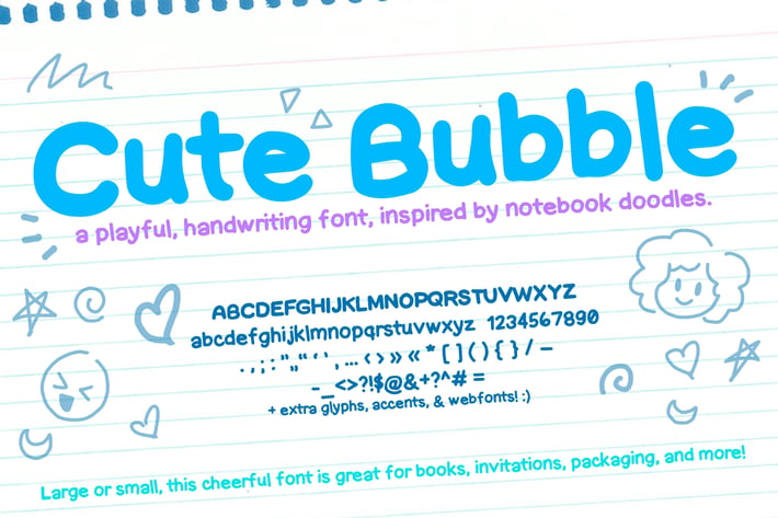 Cute Bubble Font (Notebook Handwriting Font) 