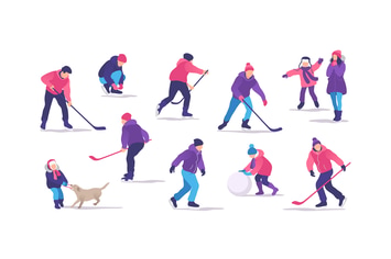 People on the Ice Rink Playing Hockey