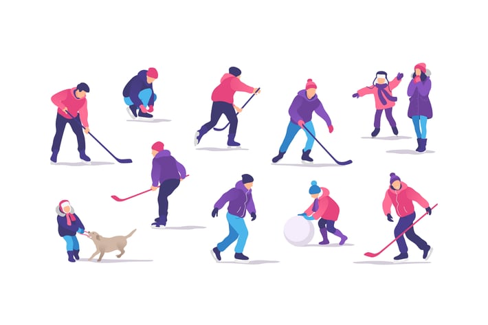 People on the Ice Rink Playing Hockey