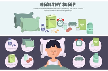 Healthy Sleep with Young Man Illustration Banner